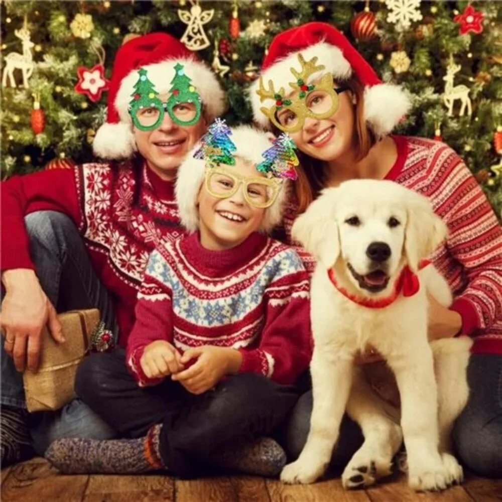 Max Fun 12Pcs Christmas Glasses Glitter Holiday Party Eye Glasses Frames‎ Photo